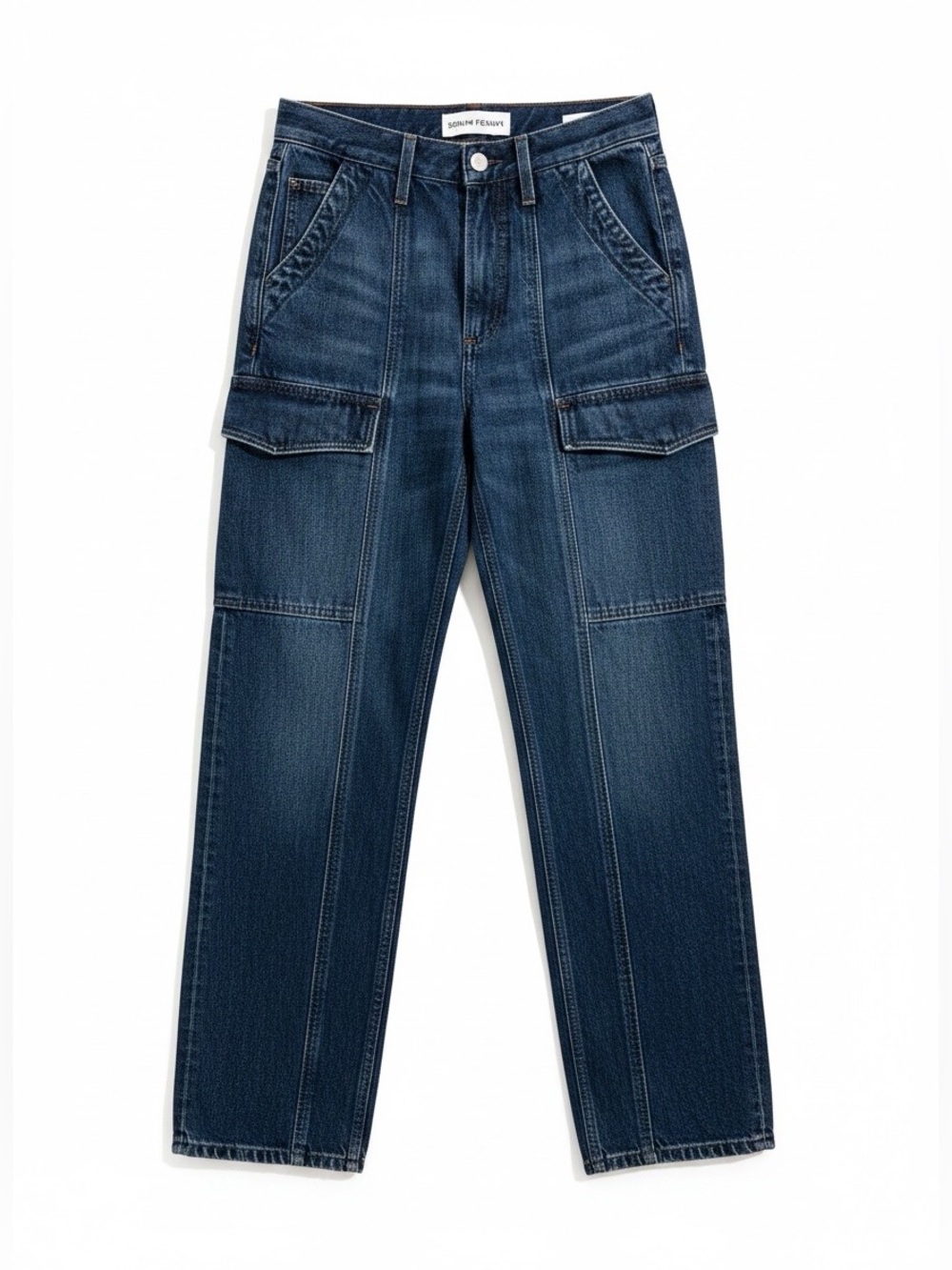 Denim Forum Aritzia Dark Wash 90’s Lo-Rise Cargo Slim Jeans Y2K 25